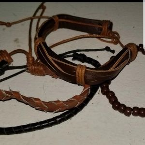4 Faux Leather Bracelets